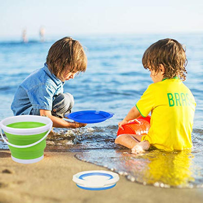 3L Jumbo Foldable Buckets, Sand Beach Toy Silicon Pails for Kids Adults, Collapisible Water Buckets Sandbox Kit Tool Multi Use for Outdoor, Cleaning Washing, Camping, Traveling, Towels, Picnic 3 Pack - style: Round