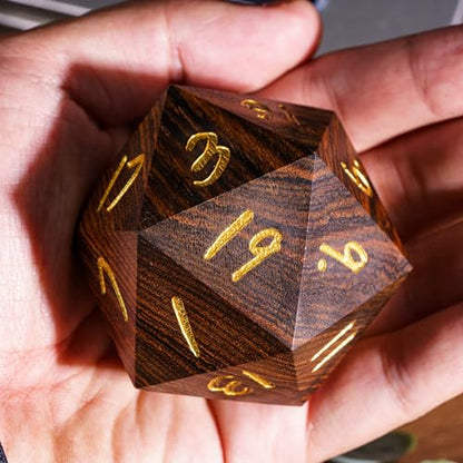 50mm Wooden D20 Dice Polyhedral 20 Sided Dice for D&D Role Playing Games and Other Tabletop Game - color: D20 Garapa
