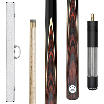 HomeSeason 57inch Snooker Cue Stick 18oz 3/4 Jointed Pool Cue, with Extension, Cue Case, Durable Ash Wood and Red Maple Construction Billiards Cue - color: HSS04