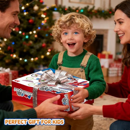 2 IN 1 Shooting Game Toys For 5 6 7 8 Year Old Kids, Moving Standing Shooting Target & 2 PCS Foam Ball Popper Air Toy Guns, 24 Foam Balls, 2 Player Boy Toys For Boy Kids, Gifts for Boys and Girls