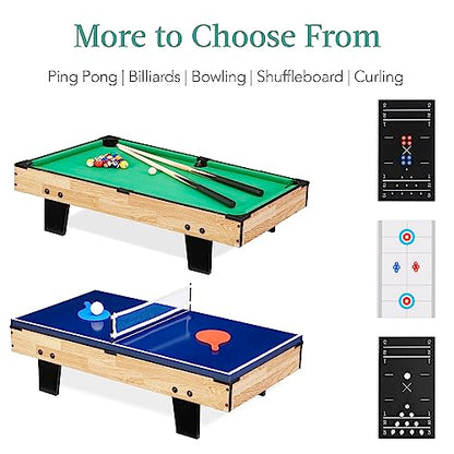 Best Choice Products Multi-Game Table Series – Interactive Game Tables for Kids with Foosball, Air Hockey, Billiards, Ping Pong & More | Childrens - color: 11-in-1 Light Wood