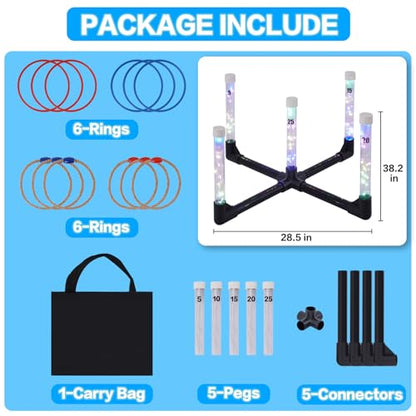 Outdoor Games Ring Toss Games Glow in Dark, Yard Games for Adults and Family