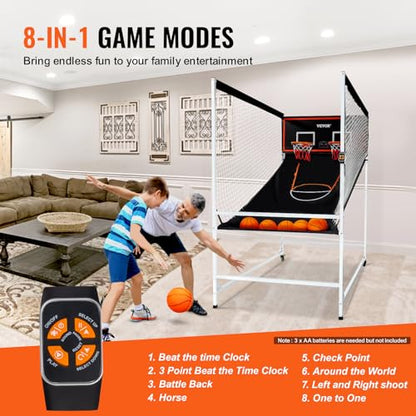 VEVOR Basketball Arcade Game Indoor, 2 Player Indoor Basketball Game, Home Dual Sport with 8 Game Modes, Electronic Scoreboard, and Inflation Pump,Adults - style: Unfoldable & Biggest Design