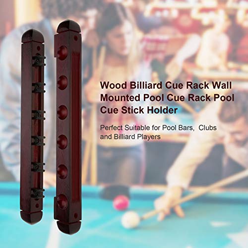 Keenso Billiard Pool Cue Rack, Wooden Wall Mounted Rack Stick Holder Billiard Pool Cue Wall Rack