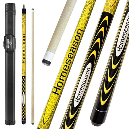 HomeSeason 58" Pool Cue Stick 19.5oz Cue Sticks Professional Low Deflection Billiard Pool Sticks 13mm Tip with Leather Bag for Home Bar Adults Pro Player - color: 19.5oz-(Yellow）