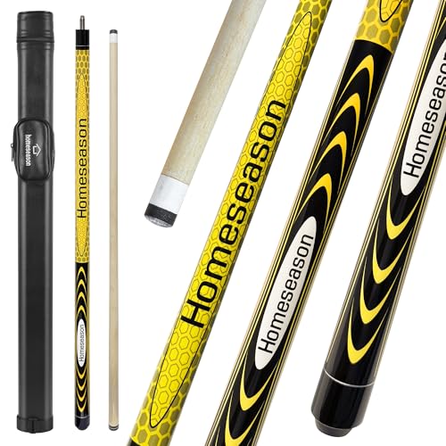 HomeSeason 58" Pool Cue Stick 19.5oz Cue Sticks Professional Low Deflection Billiard Pool Sticks 13mm Tip with Leather Bag for Home Bar Adults Pro Player - color: 19.5oz-(Yellow）