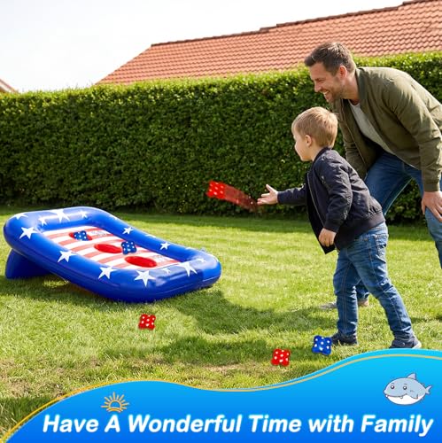 AURASUN Kids Fun Pool Toys, Inflatable Pool Cornhole Game Floating, 4th of July American Flag Water Game, Swimm Pool Games for Kids Adults, Outdoor Summer Party Gift 3-12 Year Boy Girl Teen Family - style: America Flag Cornhole Board