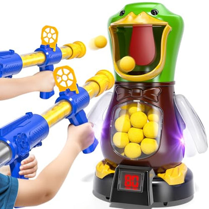 BABY HOME Duck Shooting Toys for Kids 3-5 Years, 2 Packs of Foam Shooting Toy with Movable Shooting Game, Interactive Competition Game Gifts for Boys and Girls Ages 6 7 8 9+ Years Old