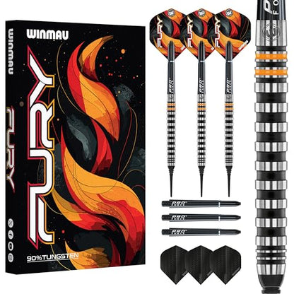 WINMAU Fury 18-20 Gram Tungsten Softip Darts Set with Prism Flights and Vecta Shafts (Stems) - style: 18g