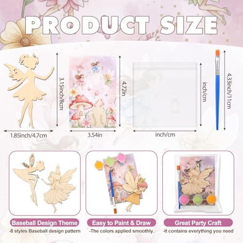 Saypacck 24 Pcs Fairy Party Favors Wooden Painting Craft Kits Birthday Party Supplies with Organza Bag for Goodie Bags Fillers Adult Thank You Gifts - style: Fairy