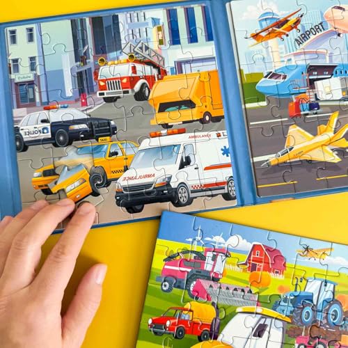QUOKKA Magnetic Puzzles for Kids Ages 4-6 – 36 Pieces Sudoku Toddler Puzzles Ages 2-4 – Travel Games for Kids 3-5 – Learning Transport Toddler Travel Toys – Car Airplane Road Trip Games for Boys&Girls - style: 8. TRANSPORT 24 PCS