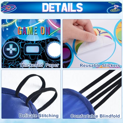 WERNNSAI Pin The Button on The Game Controller - Video Game Birthday Decorations for Boy Kids Gaming Party Decorations Poster with 24 Stickers Gaming Night Birthday Wall Home Room Decorations - style: Video Game C