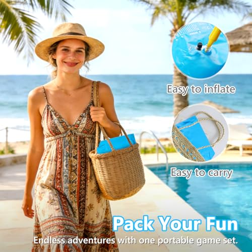 Giant Tic-Tac-Toe Pool Toys Games Set, Inflatable Pool Tic-Tac-Toe Game Float with 10 Balls, 2-10 Players Floating Pool Toys for Kids, Fun Pool Games Party Beach Toy for Teens Adults & Family