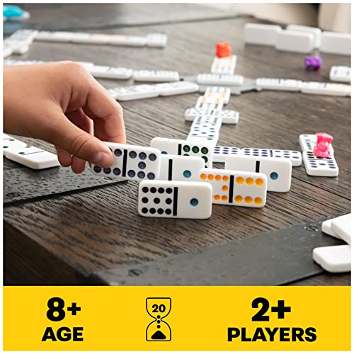 Spin Master Games Legacy Deluxe Mexican Train Dominoes, Classic Original Board Game Set Double-12 Dominoes with Sturdy Wood Case, for Kids and Adults Aged 8 and up - color: Mexican Train Dominoes