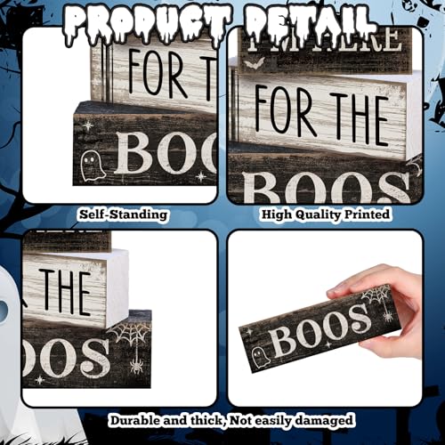 Lineshading 4 Pcs Halloween Table Decoration Wooden Ghost Tiered Tray Decor Rustic Wood Bat Ghost Block Signs Halloween Centerpiece Farmhouse for Home Tabletop Kitchen Shelf and Party Gift - style: Bat Ghost