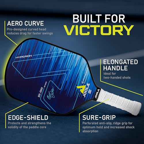 JOOLA Ben Johns Hyperion Pickleball Paddle - Select Raw Carbon Surface or Carbon Abrasion Surface for Increased Power and Spin - Elongated Grip Handle - Carbon Fiber Pickleball Paddle - USAP Approved - color: Hyperion | CAS | 16mm