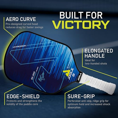 JOOLA Ben Johns Hyperion Pickleball Paddle - Select Raw Carbon Surface or Carbon Abrasion Surface for Increased Power and Spin - Elongated Grip Handle - Carbon Fiber Pickleball Paddle - USAP Approved - color: Hyperion | CAS | 16mm