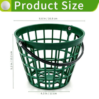 3 Pack Small Plastic Golf Ball Basket, Golf Ball Container Bucket with Handle, Portable Baskets for Storage for Golf Cart Accessories, Holds 25 Balls, Green