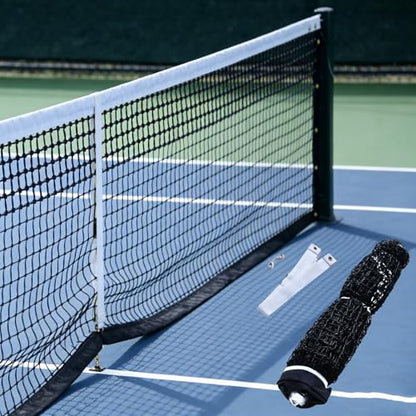 Professional Tennis Net 42ft x 3.5ft – 3.0mm Twisted PE, 4.5cm Mesh, UV/Waterproof, 6mm Steel Cable & Top 6-Row Double Layer – Complete Kit for Court, Backyard or Driveway