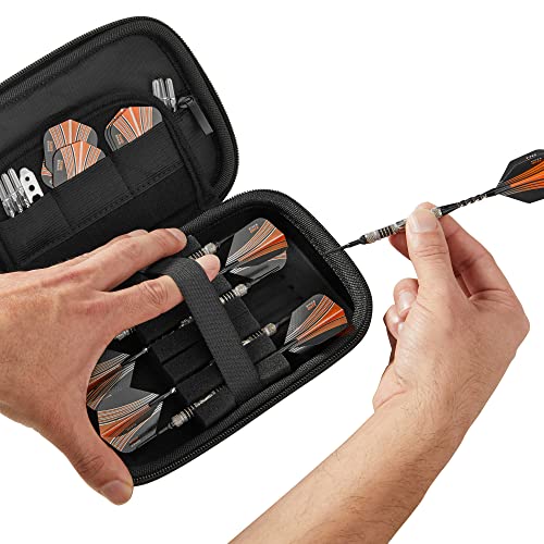 Casemaster Sentinel 6 Dart Case, Holds Extra Accessories, Tips, Shafts and Flights, Compatible with Steel and Soft Tip Darts, Impact & Water Resistant Tactech Shell, Red Zipper - color: Red