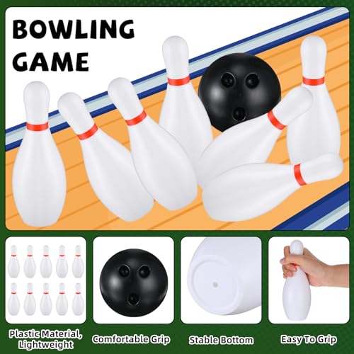 RoundFunny 2 Pack 7.1 Inch Bowling Set, Indoor Outdoor Portable Lawn Game Include 20 Bowling Pins and 4 Plastic Ball for Boys Girls Educational Birthday Gift Party School Toy
