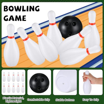 RoundFunny 2 Pack 7.1 Inch Bowling Set, Indoor Outdoor Portable Lawn Game Include 20 Bowling Pins and 4 Plastic Ball for Boys Girls Educational Birthday Gift Party School Toy
