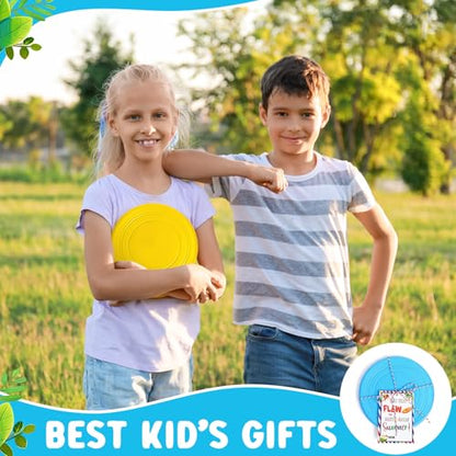 Summer 7" Rubber Flying Discs with Ropes and Gift Cards Beach Party Favors Bulk Outdoor Games Pool Camping Toys for Group Activities Family Fun