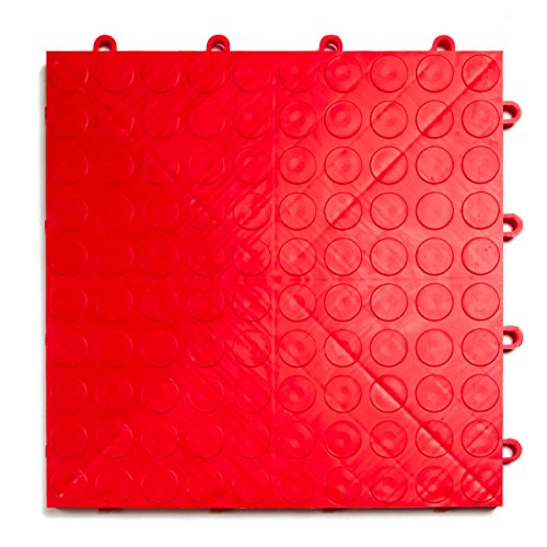 GarageDeck Coin Pattern, Durable Interlocking Modular Garage Flooring Tile (12 Pack), Red - color: Red, size: 12 Pack