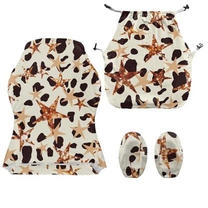 Star Cow Print Gaming Chair Slip Cover Set Universal Fit Computer & Gaming Chair Slipcover with 2 Armrest Covers for Computer Office Seat - color: Brown - Star Cow