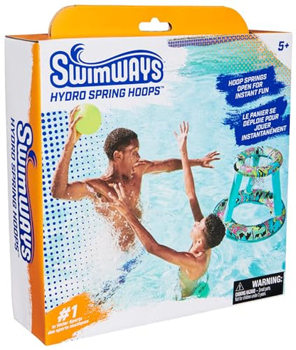 SwimWays Hydro Spring Hoops Inflatable Basketball Hoop, Waterproof Basketball Set with Hoop and Ball, Outdoor Games, Water Toys for Ages 5 and Up - color: Spring Hoops