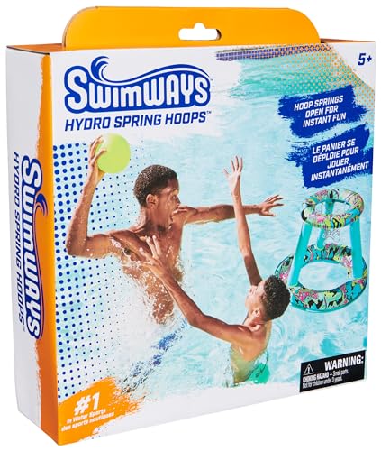 SwimWays Hydro Spring Hoops Inflatable Basketball Hoop, Waterproof Basketball Set with Hoop and Ball, Outdoor Games, Water Toys for Ages 5 and Up - color: Spring Hoops