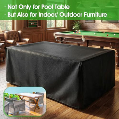 7 ft 90.6x57.9x28.0 Inches Universal Pool Table Cover Waterproof Windproof 420D Outdoor Furniture Covers Table Protector for Snooker, Patio Furniture, and Chairs