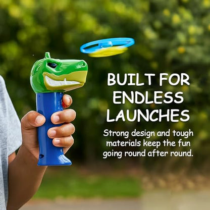 Spinz Night Shark Flying Disc Launcher, Light Up Propeller Outdoor Toy with Dinosaur Head and 2 Spinning Discs, Flies Over 30 Ft, 5+ Years - size: Shark