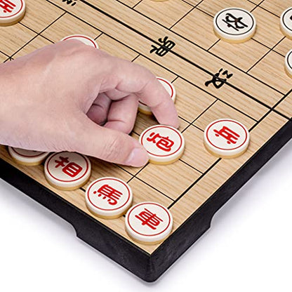 Yellow Mountain Imports Chinese Chess (Xiangqi) Magnetic Travel Set (12.2 Inches) - Compact, Folding Board Game Set - size: 12.5 in
