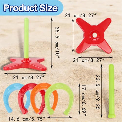 9.65" Horseshoes Ring Toss Game Set Includes 8 Horseshoes for Outdoor and Indoor Camping Backyard Beach Party