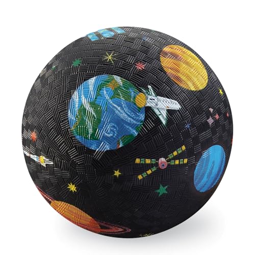 Crocodile Creek Playground Ball - Durable Rubber Ball for Kids Ages 3 and Up - Bouncy Inflatable Ball for Kickball, Indoor Games, and Outdoor Sports - PVC-Free - color: Space Exploration, size: 5 Inch