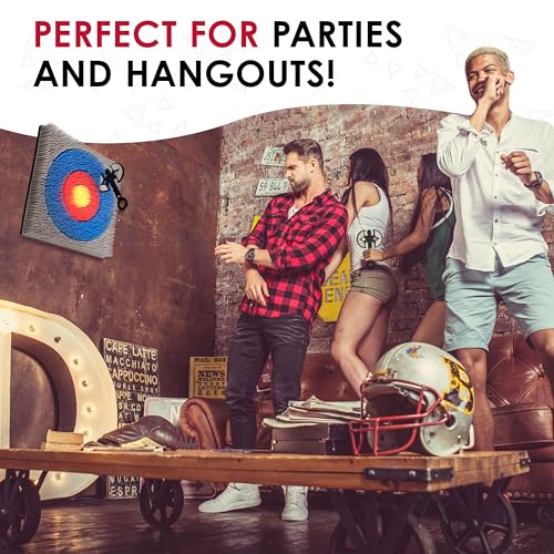 Jumbl Wall-Mounted Axe Throwing Game Set with Bristle Target and 3 Foam Axes, Indoor Safe Play for Adults, Teens, and Kids, Game Room Wall Decor for Basements, Man Caves, Bars, and Family Game Nights