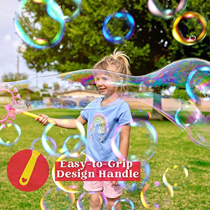 JOYIN Big Bubble Wands Set with with Tray, 21" Giant Bubble Wands Bulk for Kids, Summer, Outdoor Play Period & Birthday Party & Games, 6 Pcs Solution Suitable, Suitable for All Age People - style: Luxury