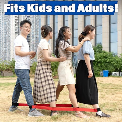 2PK Team Building Games for Work & Field Day Birthday Party, Outdoor Activities, Backyard Games Party, Relay Races for Family - Adjustable Nylon Cooperative Bands with Carry Bag