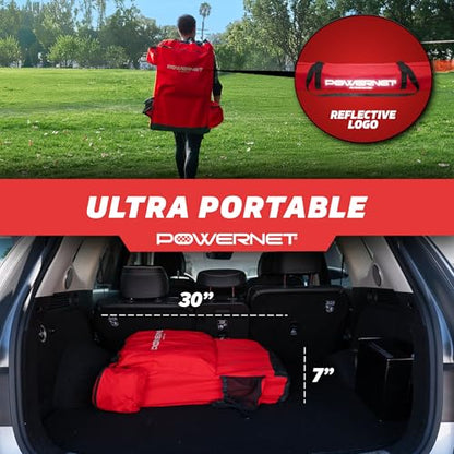 PowerNet Carli Lloyd 6 Seater Team Bench, Backpack Style Carry Bag Included, Ultra Portable, Great for Teams, Soccer Basketball Football Practice and Games - color: Red