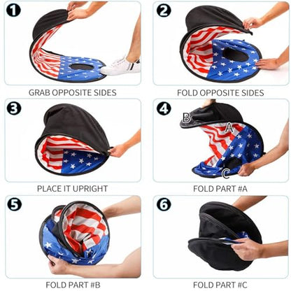Portable Cornhole Board Set with Carrying Case and 8 Bean Bags for Indoor and Outdoor Use, American Flag Theme, 3 x 2 Feet, Red White Blue, TG-USA-1