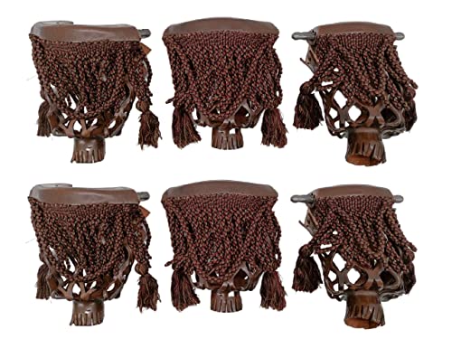 Joy's Billiard Pool Table Pockets, Leather Pool Table Pockets, Billiard Pockets, Made of Real Leather, with Fringe and Tassels, Dark Walnut Color, Set of 6