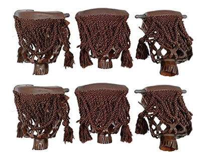 Joy's Billiard Pool Table Pockets, Leather Pool Table Pockets, Billiard Pockets, Made of Real Leather, with Fringe and Tassels, Dark Walnut Color, Set of 6
