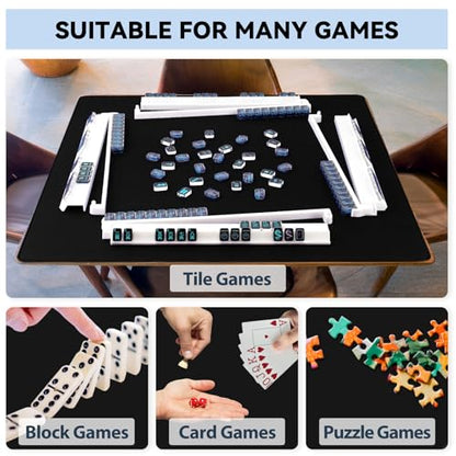 Black Mahjong Mat - Non-Slip Noise Reduction Gaming Mat 31.5''x 31.5'', Mahjong Table Cover with Black Carrying Bag for Mahjong, Poker, Card Games, Dominoes, Board Games, Slip Resistant Mat - color: Black