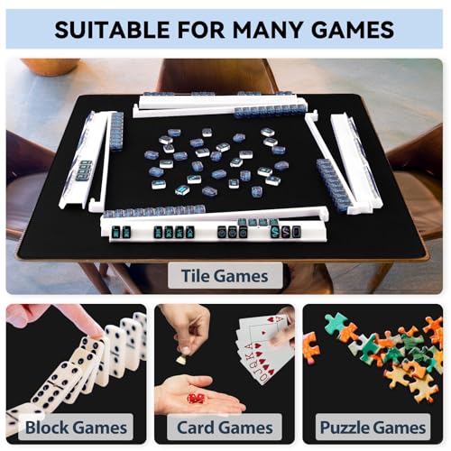 Black Mahjong Mat - Non-Slip Noise Reduction Gaming Mat 31.5''x 31.5'', Mahjong Table Cover with Black Carrying Bag for Mahjong, Poker, Card Games, Dominoes, Board Games, Slip Resistant Mat - color: Black