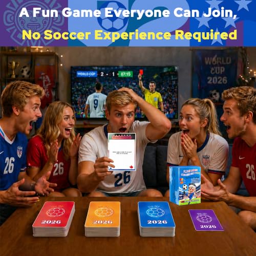 2026 World Soccer Cup Watch Party Games – 120 Challenges & Questions Interactive Card Game for Live Match Soccer Parties, Truth or Dare Cards for Family & Friends Games, 2+ Player