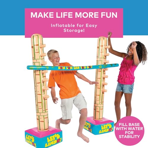 Fun Express Limbo Game for Kids and Adults, 5 Feet Tall Adjustable | 3-Piece Vinyl Kit, Carnival Games Set, Birthday Party Games, Outdoor Games for Pool Party, Luau Games & Field Day Activities