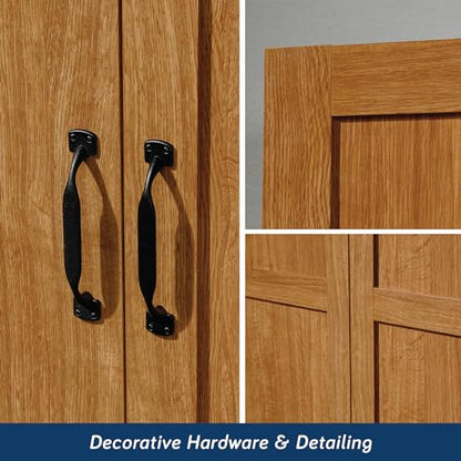 Sauder Select Storage Cabinet, Pantry Cabinet Kitchen Storage with Adjustable Shelves, Bathroom Storage Cabinet, in Highland Oak - color: Highland Oak