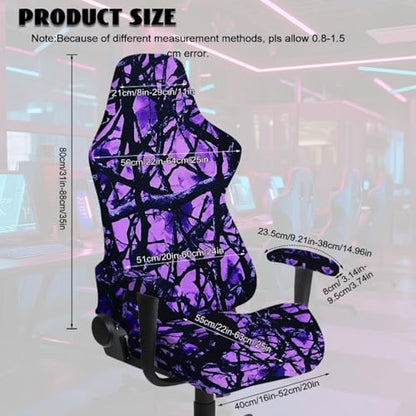 Purple Camouflage Hunting Print 4 Pcs Gaming Chair Covers Slipcovers with Armrest Covers Breathable Soft Computer Chair Cover Stretch Gamer Chair Cover Cat Scratch Proof - color: Purple Camouflage Hunting