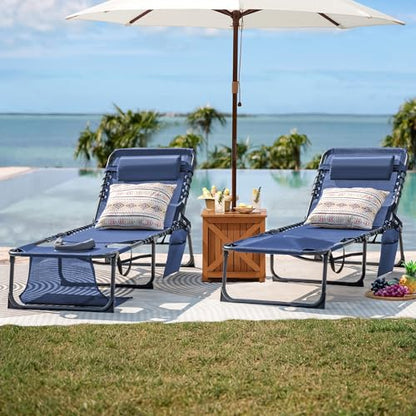 Flamaker Face Down Chaise Lounge Chair 5-Position Adjustable Sunbathing, Foldable Tanning Chair with Face& Arm Holes, Outdoor Recliner for Pool, Beach, Patio, Lawn (Blue, 1 Pcs) - color: Blue, style: Sauna, 1 Pcs